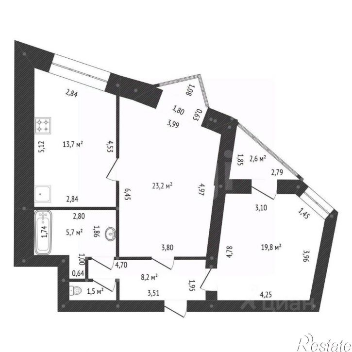 2-комн квартира ул Революционная, 34/1,  д. 34/1