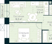 1-комн, 39 кв м, этаж 14/15 жилой район Глумилино, ЖК Урман Сити
