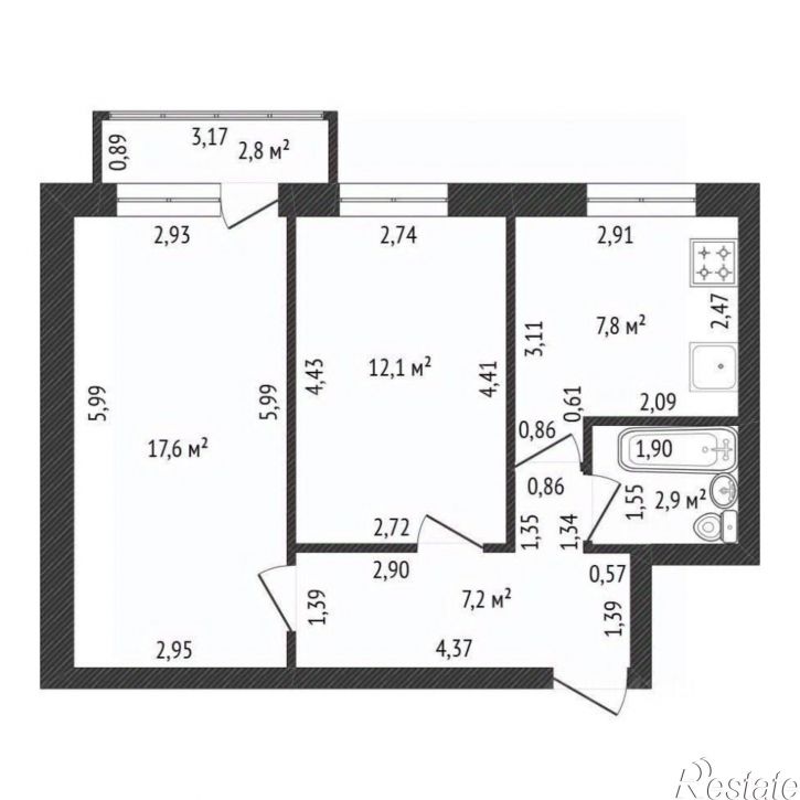 2-комн квартира ул Академика Курчатова, 81,  д. 81
