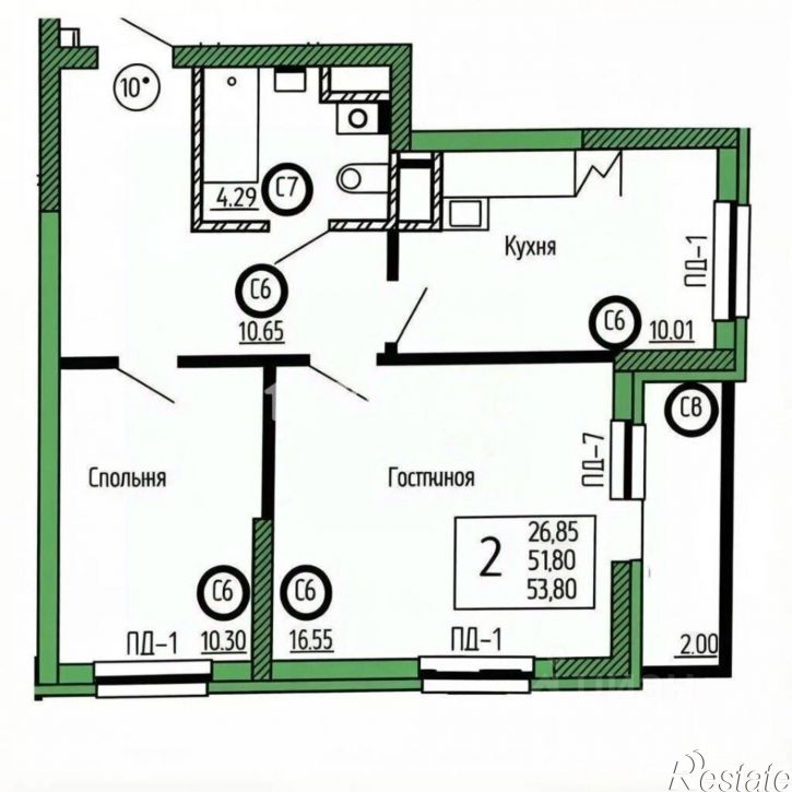 2-комн квартира ул Майора Доставалова, 1,  д. 1