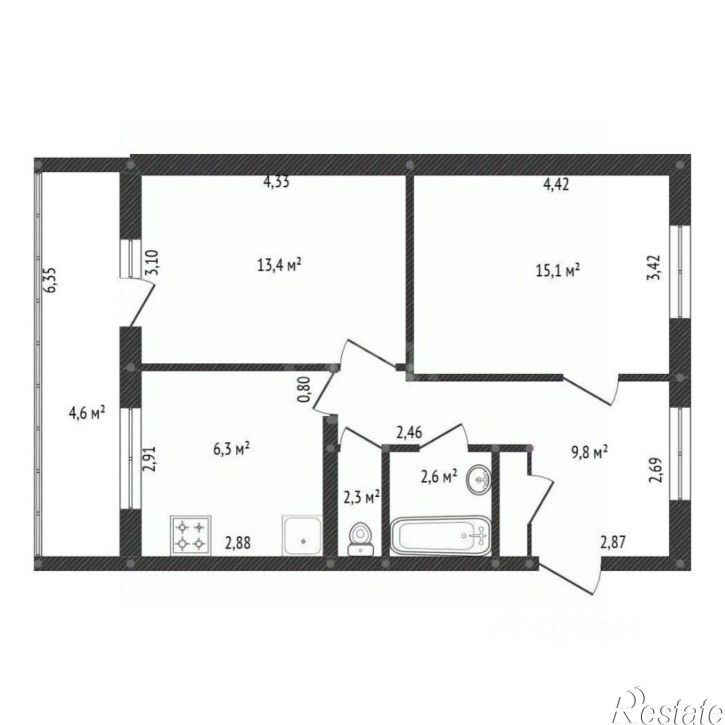 2-комн квартира ул Менделеева, 112,  д. 112
