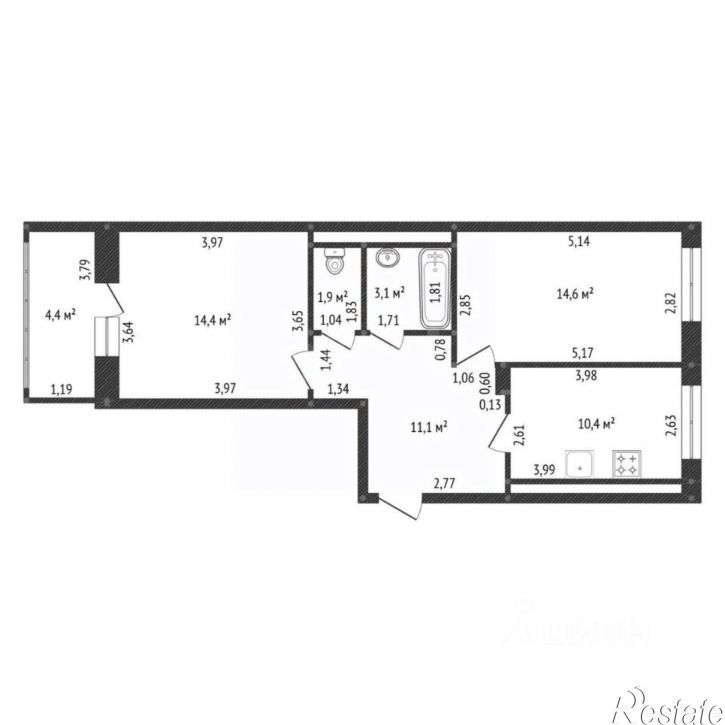 2-комн квартира ул Генерала Кусимова, 19/1,  д. 19/1