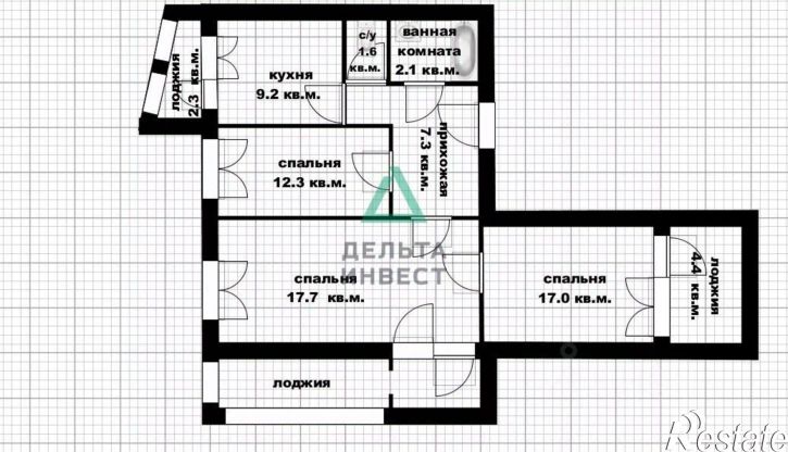 3-комн квартира ул Авроры, 25/4,  д. 25/4