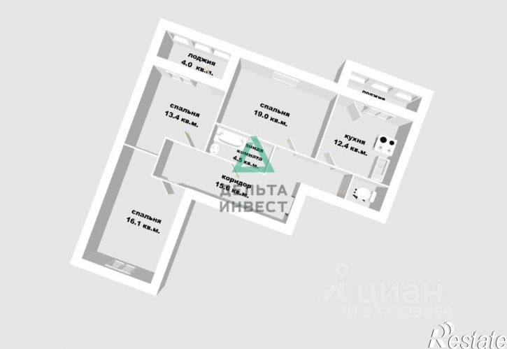 3-комн квартира ул Красноводская, 3,  д. 3