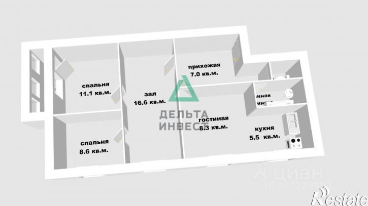 3-комн квартира ул Минигали Губайдуллина, 5,  д. 5
