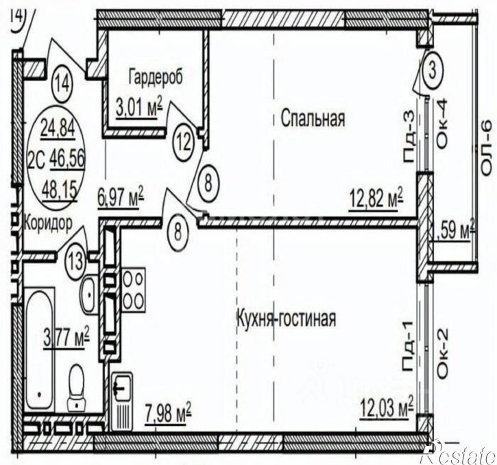 2-комн квартира ул Софьи Перовской, 24а,  д. 24а