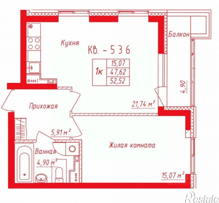 2-комн квартира улица Рудольфа Нуреева, 1,  д. 1