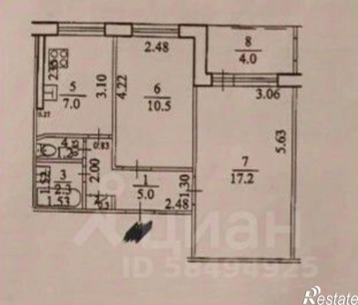 2-комн квартира ул Авроры, 7/4,  д. 7/4