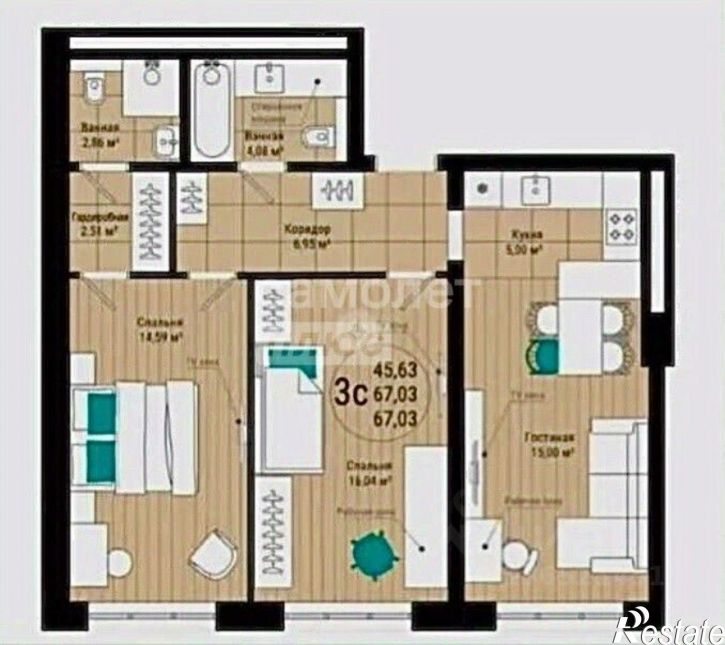 3-комн квартира ул Менделеева, 128,  д. 128