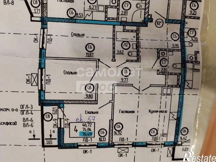 3-комн квартира ул Майора Доставалова, 1,  д. 1
