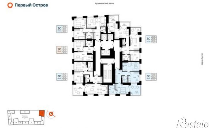 3-комн квартира в новом доме микрорайон Кузнецовский Затон, ЖК Первый Остров