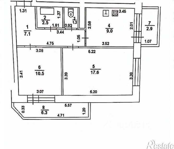 2-комн квартира ул Дагестанская, 12/1,  д. 12/1