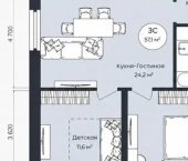 3-комн, 57кв м, этаж 17/25 улица Братьев Кадомцевых, 17
