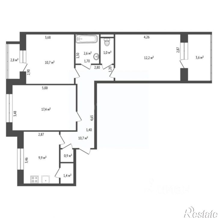 3-комн квартира ул Летчиков, 6,  д. 6