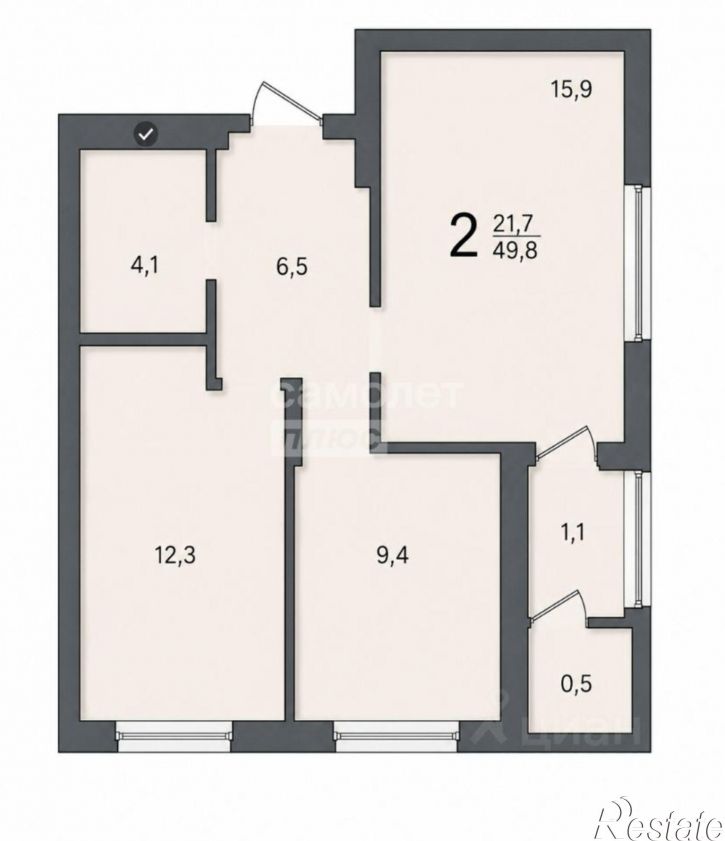 2-комн квартира ул Евгения Столярова, 3А,  д. 3А