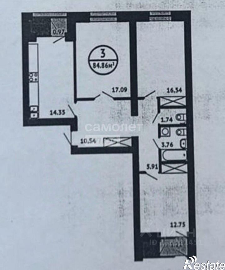 3-комн квартира ул Даяна Мурзина, 7,  д. 7