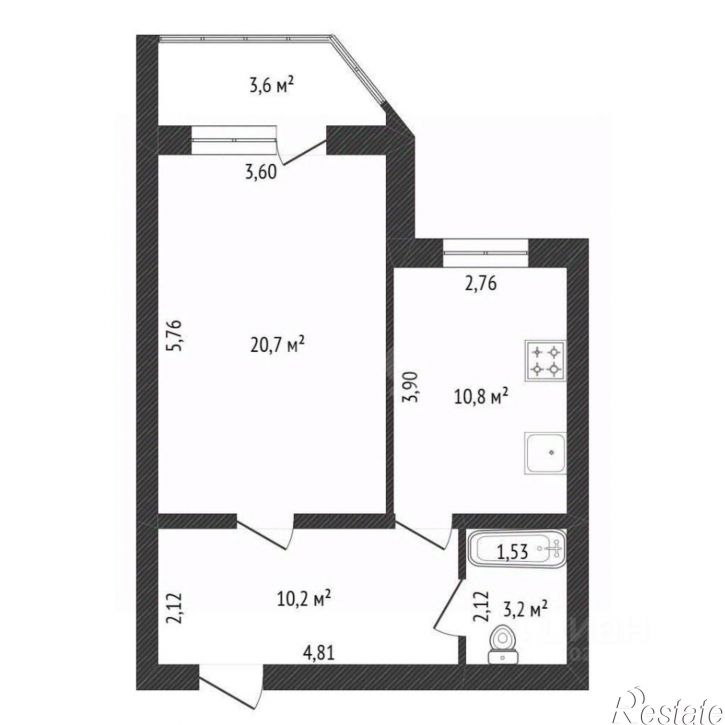 1-комн квартира ул Александра Невского, 1,  д. 1
