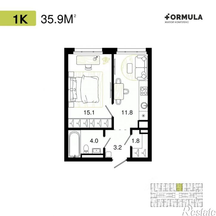1-комн квартира в новом доме ул Степана Злобина, 31 6,  д. 31 6,  к. 6