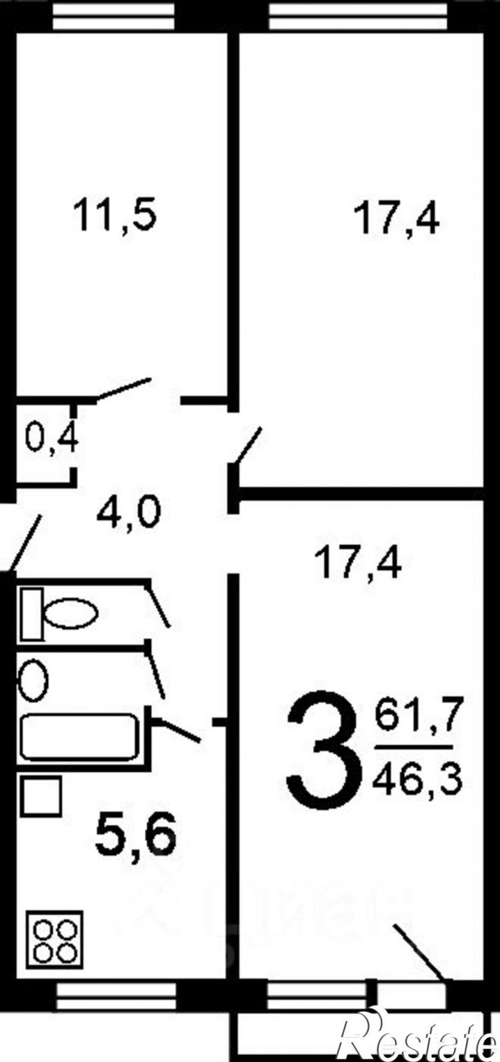 3-комн квартира ул Баязита Бикбая, 12/3,  д. 12/3