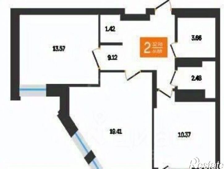 2-комн квартира ул Нуриманова, 23 А,  д. 23 А,  к. А