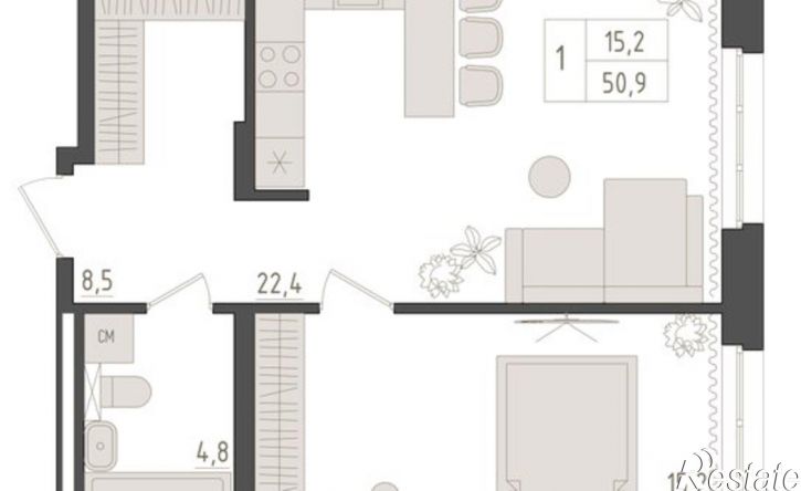 1-комн квартира в новом доме ул Аксакова, 14/1,  д. 14/1