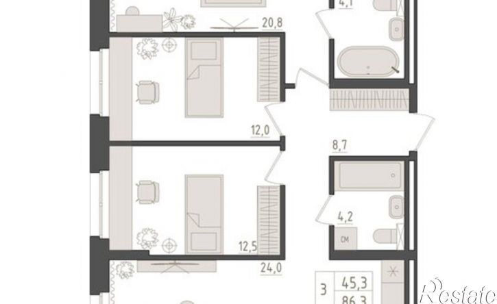 3-комн квартира в новом доме ул Аксакова, 14/1,  д. 14/1