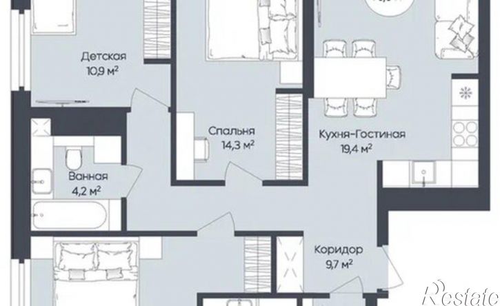 3-комн квартира ул Братьев Кадомцевых, 15,  д. 15