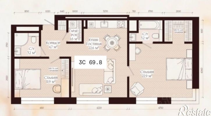 3-комн квартира в новом доме ул Гафури, 81,  д. 81