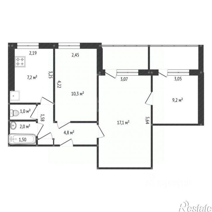 3-комн квартира ул Красина, 15,  д. 15