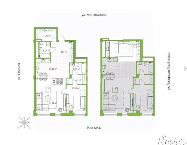 3-комн квартира ул Менделеева, 132,  д. 132
