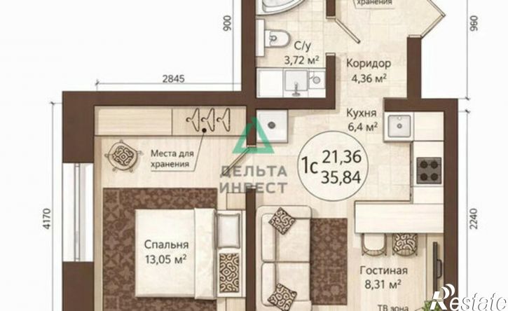 1-комн квартира ул Менделеева, 137,  д. 137