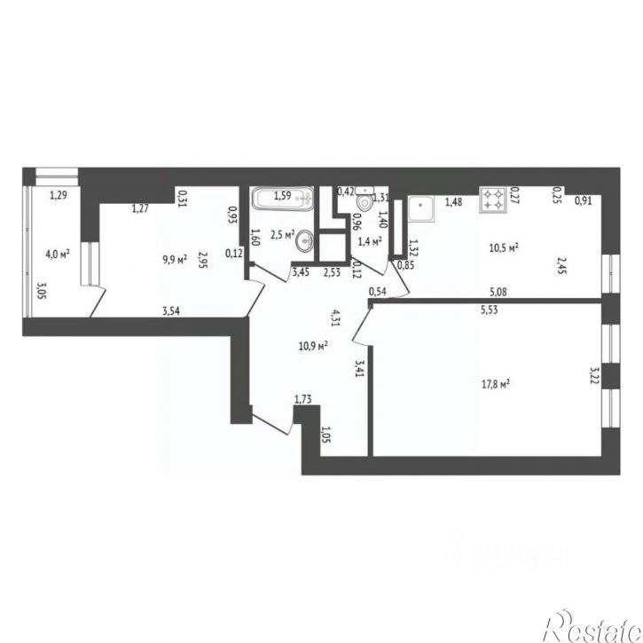 2-комн квартира наб Моторостроителей, 17,  д. 17