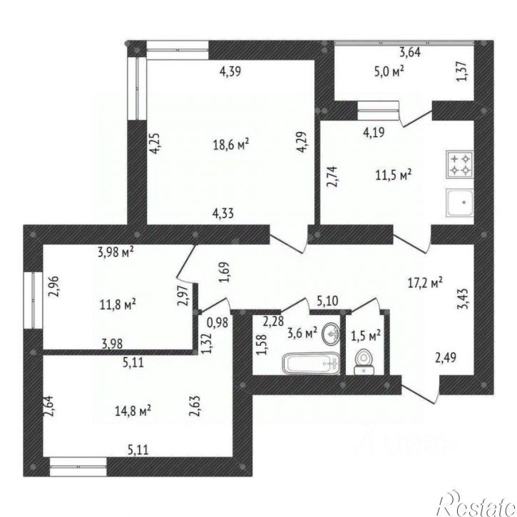 3-комн квартира ул Ахметова, 353,  д. 353