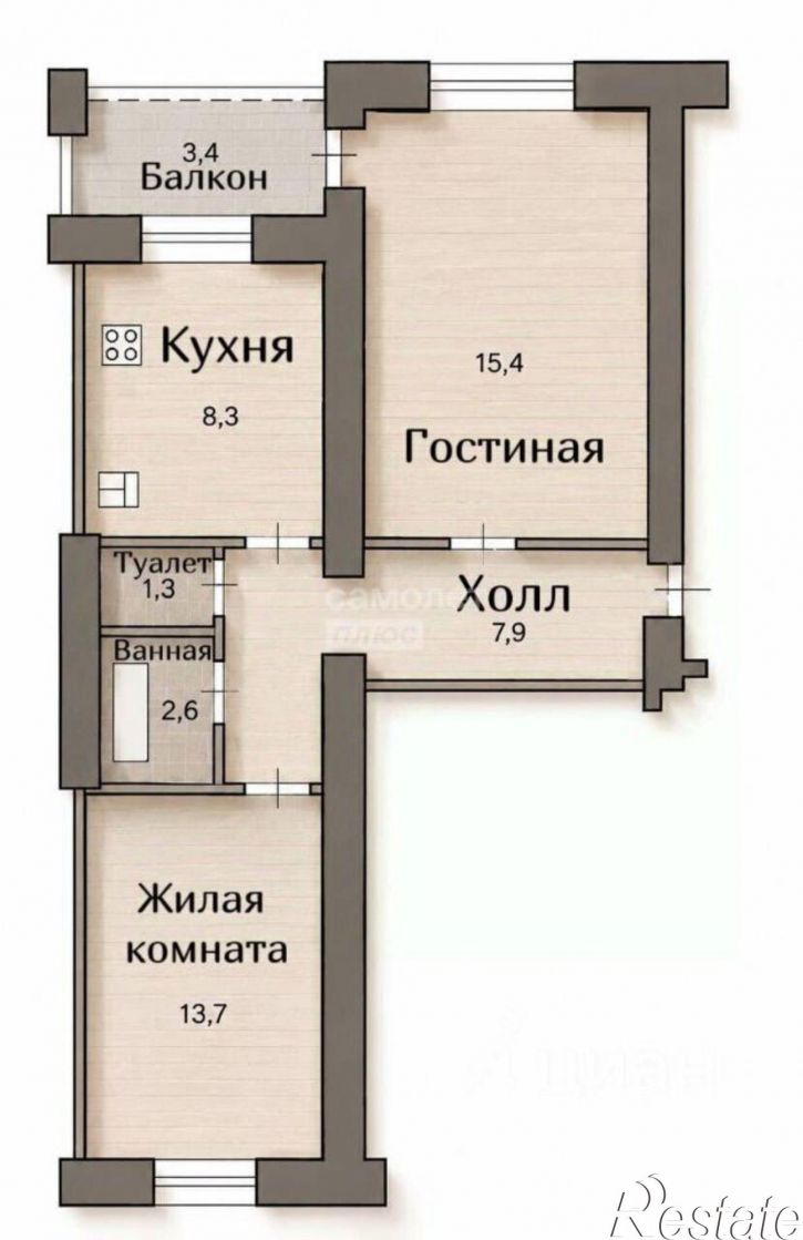 2-комн квартира проспект Октября, 44/2,  д. 44/2
