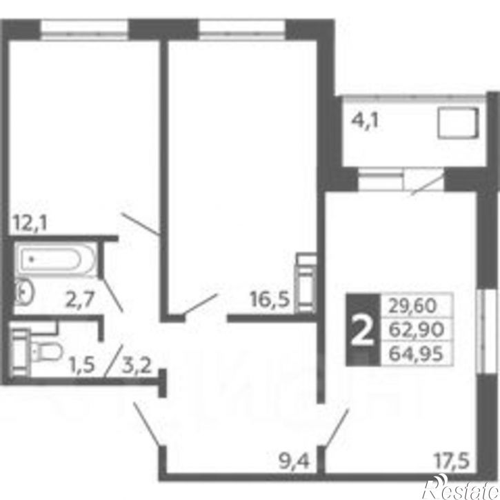 2-комн квартира в новом доме ул Лермонтова, 26,  д. 26