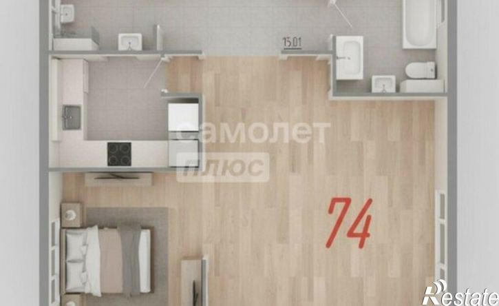 1-комн квартира ул Рудольфа Нуреева, 1,  д. 1