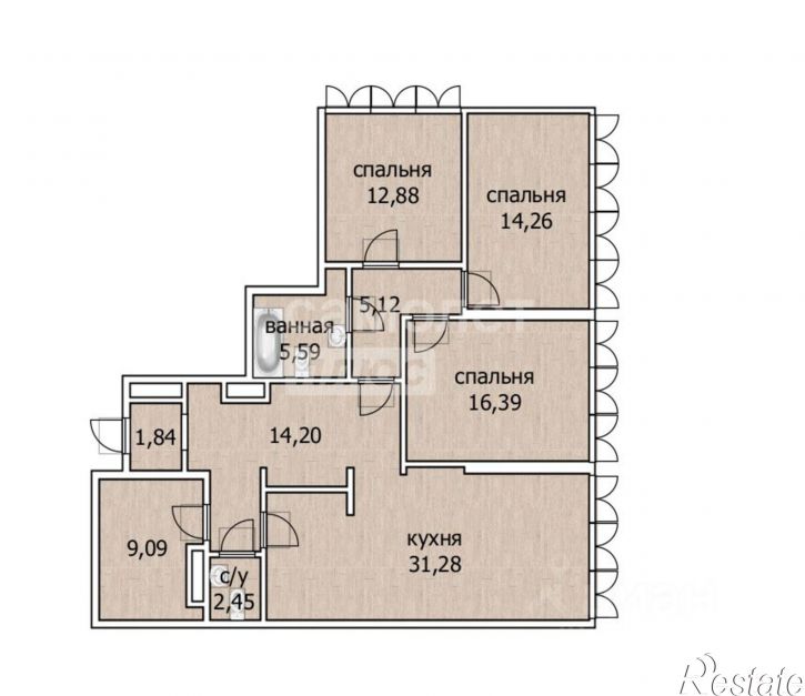 3-комн квартира пр-кт Октября, 107а,  д. 107а