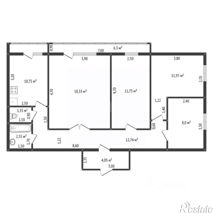 4-комн квартира ул Правды, 25,  д. 25
