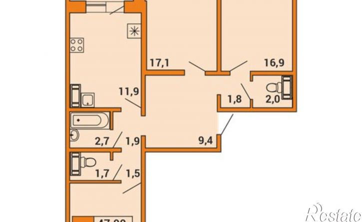 3-комн квартира ул Лермонтова, 2,  д. 2