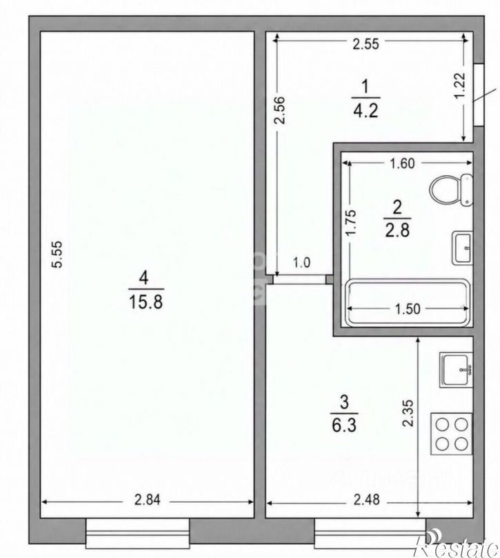1-комн квартира ул Борисоглебская, 15,  д. 15
