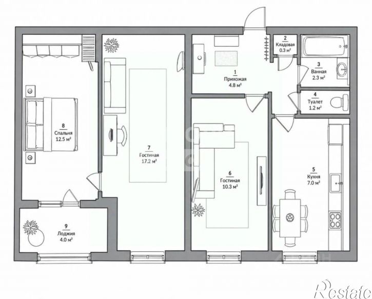 3-комн квартира ул Степана Злобина, 34,  д. 34