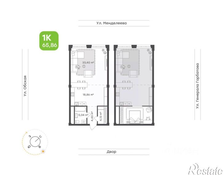 1-комн квартира в новом доме ул Менделеева, 132,  д. 132