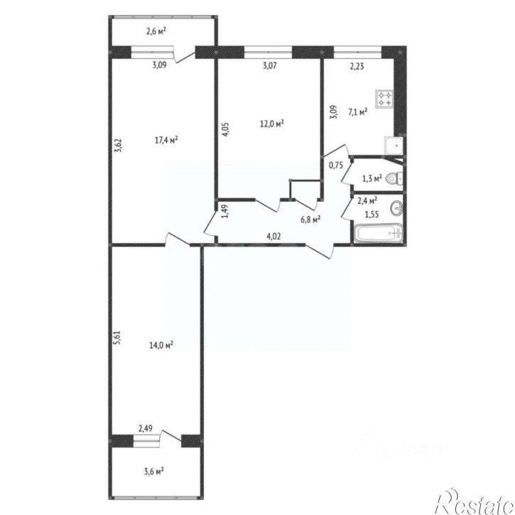3-комн квартира ул Транспортная, 34,  д. 34
