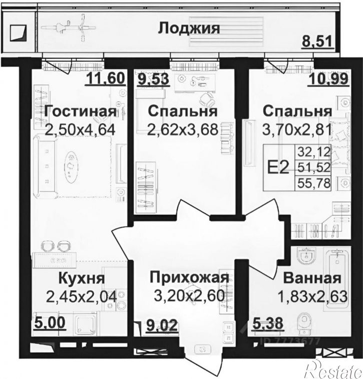 2-комн квартира ул Пархоменко, 156б,  д. 156б