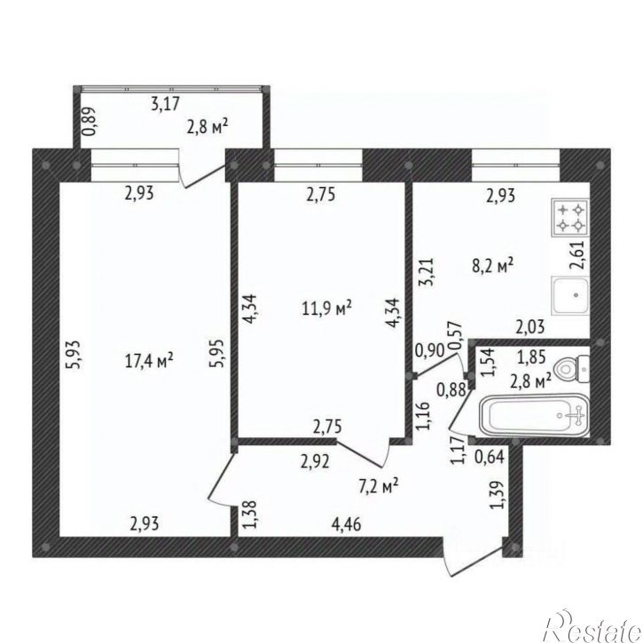 2-комн квартира ул Академика Курчатова, 81,  д. 81