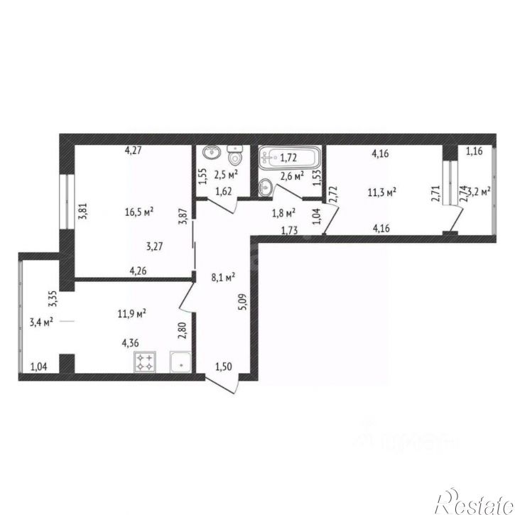 2-комн квартира ул Комарова, 8,  д. 8