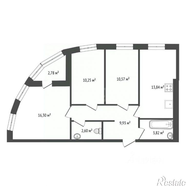 3-комн квартира ул Архитектора Калимуллина, 1,  д. 1