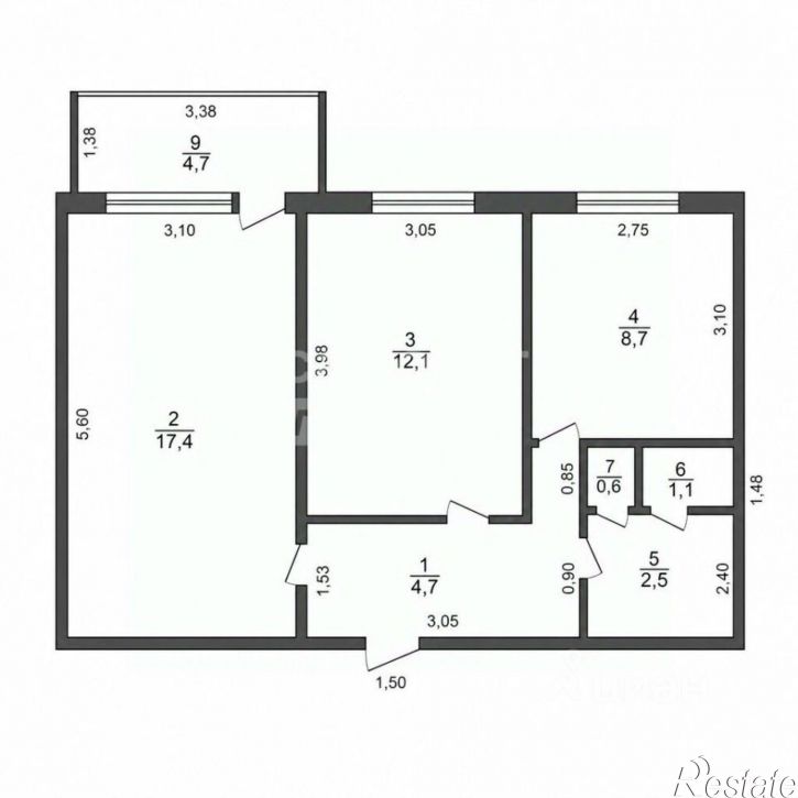2-комн квартира ул Мусоргского, 23,  д. 23