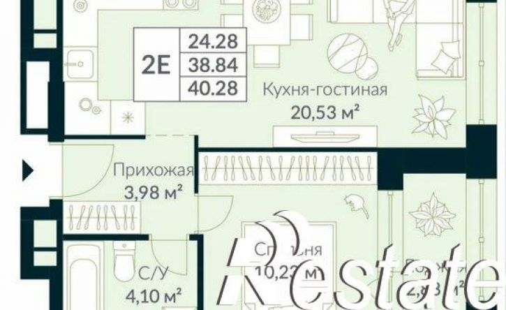 1-комн квартира в новом доме жилой район Глумилино, ЖК Урман Сити