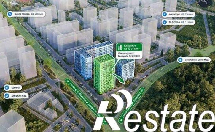 1-комн квартира в новом доме улица Генерала Кусимова